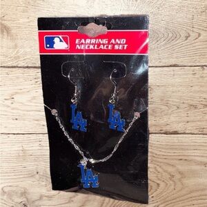 MLB Los Angeles Dodgers Earring and Necklace Set - Blue